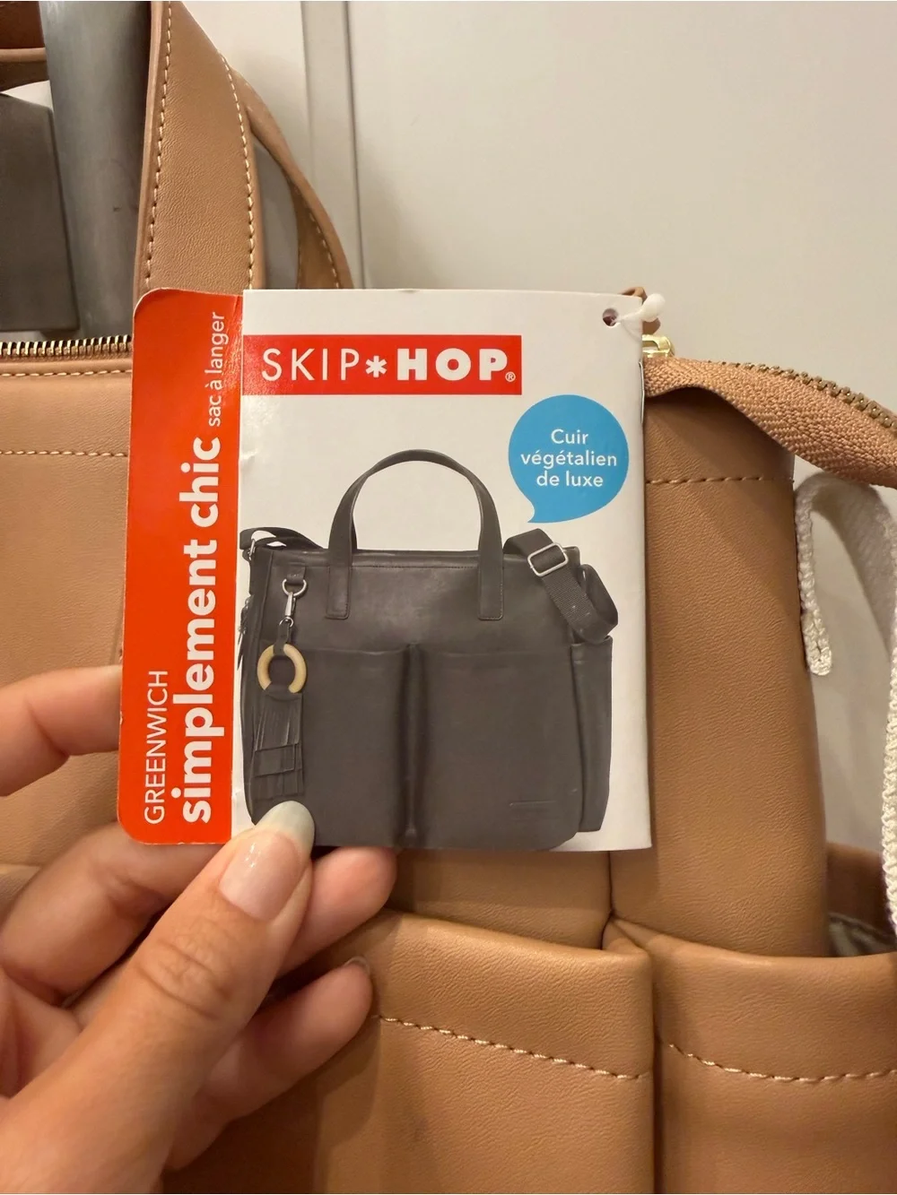 NWT Skip Hop Tan Convertible Diaper Tote with Tassel Charm